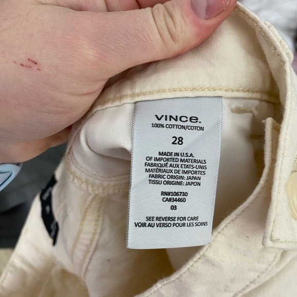 VINCE Cream Off White Flat Front High Rise Ankle Chinos Multiple Pockets Size 28 - Picture 3 of 6